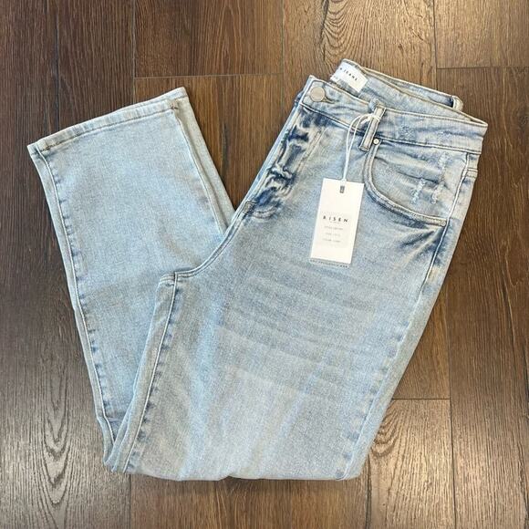 🆕 Risen Light Wash Stained Pocket Distressed crop jean SZ 15/32 - Picture 1 of 6